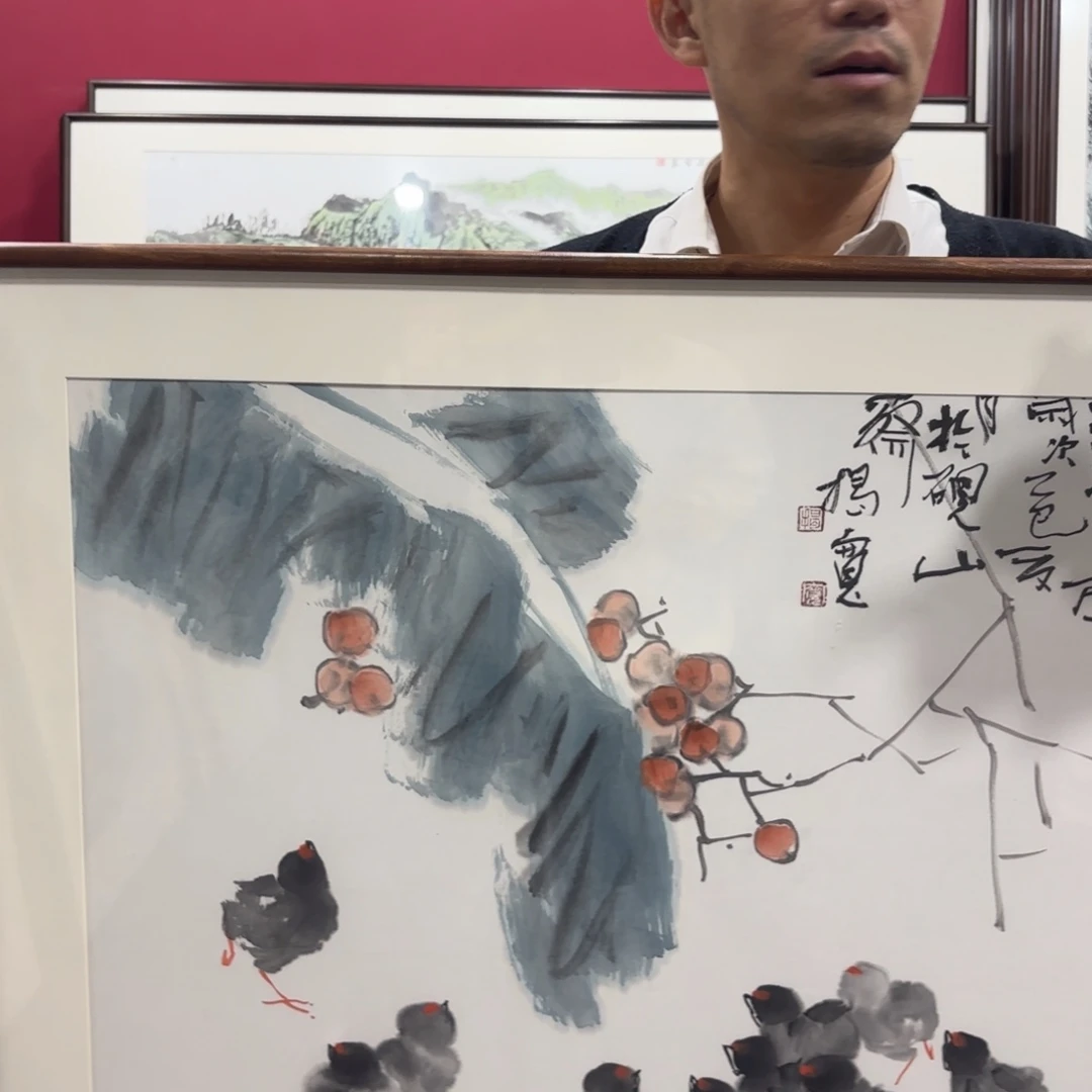 ****人国画手绘作品带框80/80