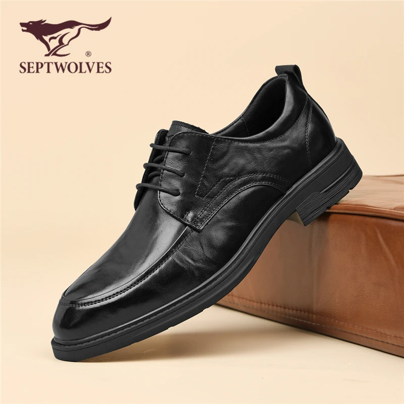 七匹狼男鞋秋季新款商务休闲正装皮鞋男真皮德比鞋软面软底工作鞋