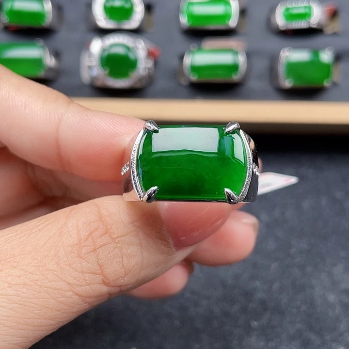 翡翠银S925镶嵌戒指编号0158没运费险