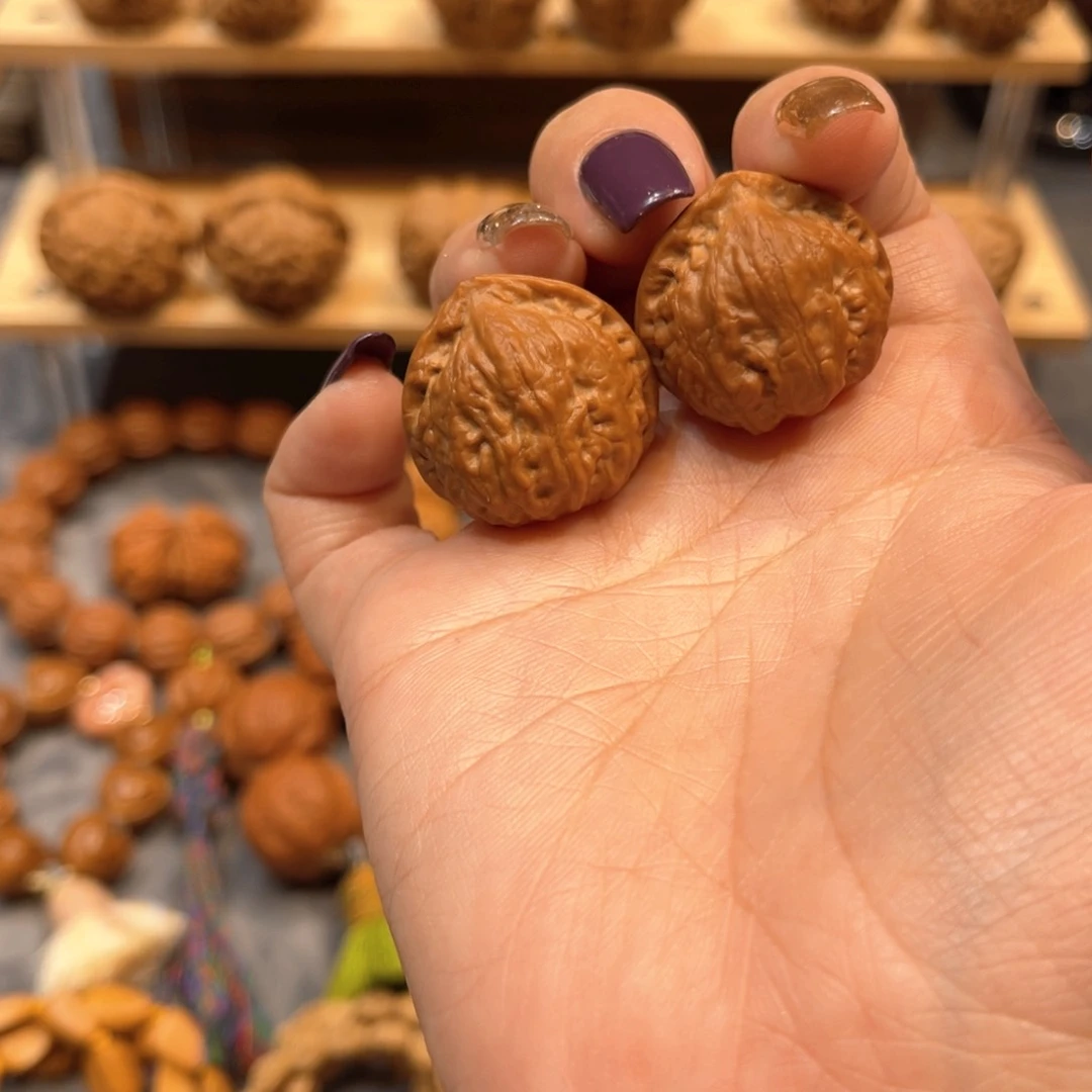 桃核把件桃心小八棱