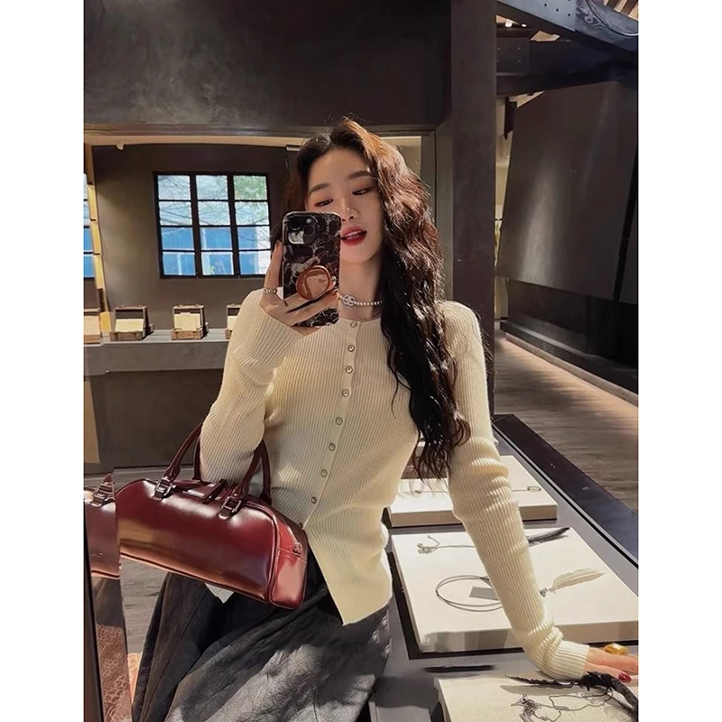 【燕麦色】开衫外套3662超柔软高品质圆领针织毛衣