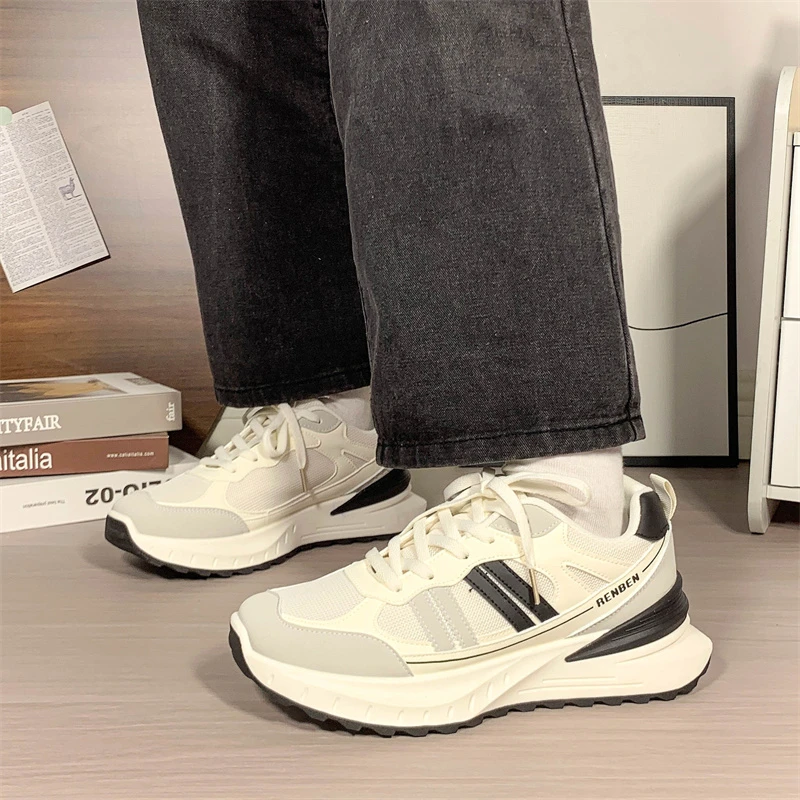 人本超火情侣鞋男女同款百搭复古老爹鞋2025夏季超轻跑步休闲鞋女