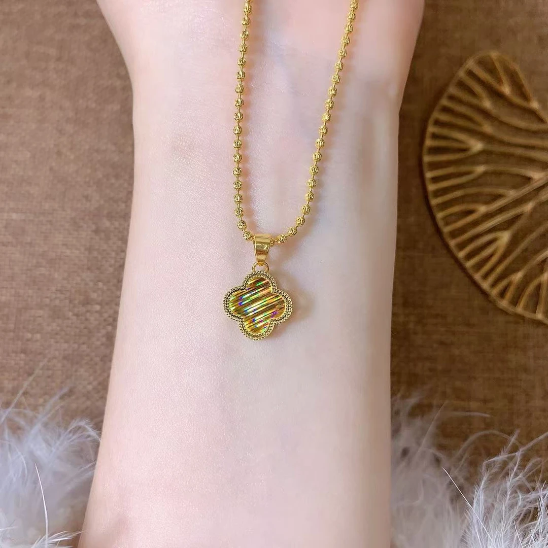 【伟新源】足金999 5G工艺 炫彩四叶草吊坠1.6克（不含链）