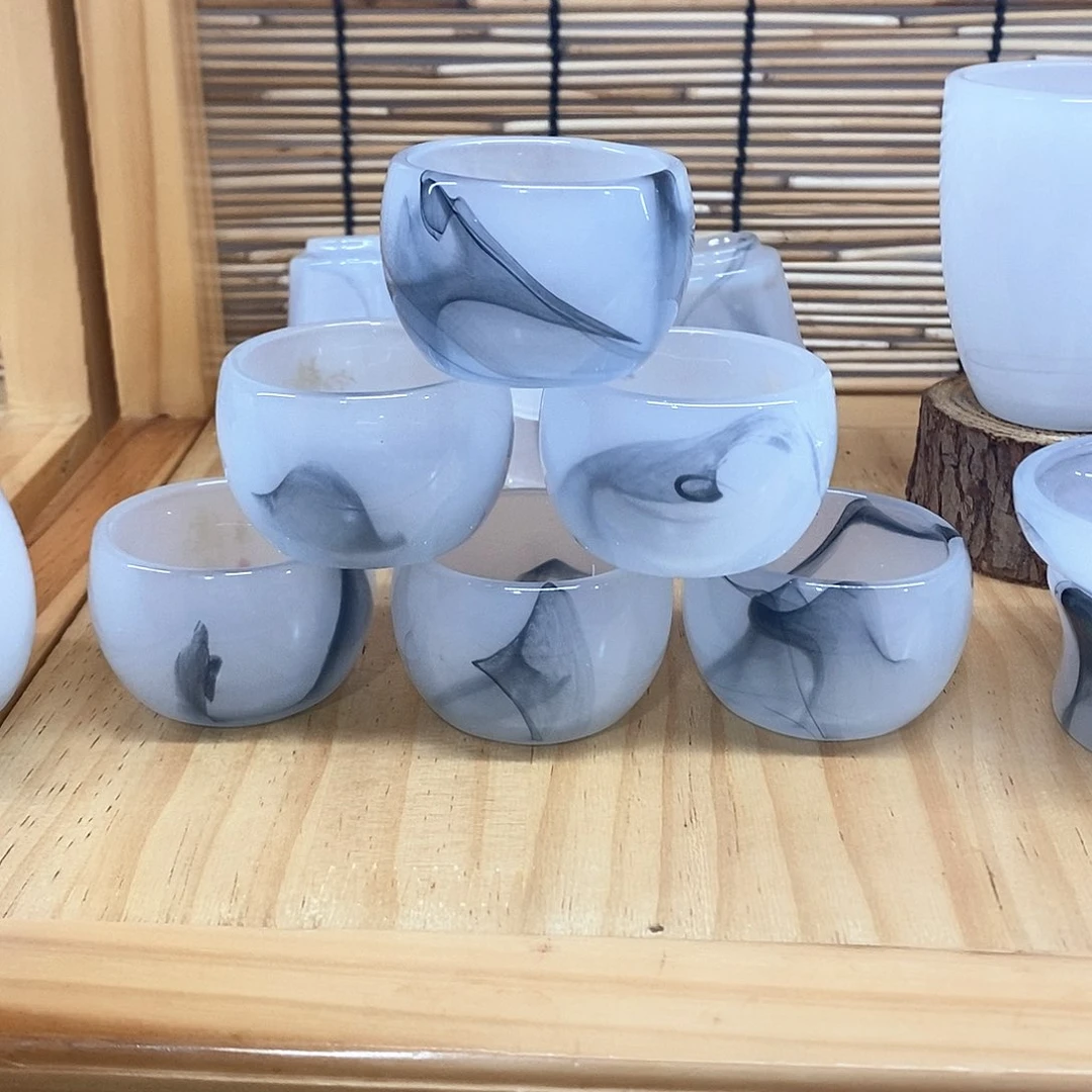 琉璃手工艺品水墨罗汉杯6个，，，，，