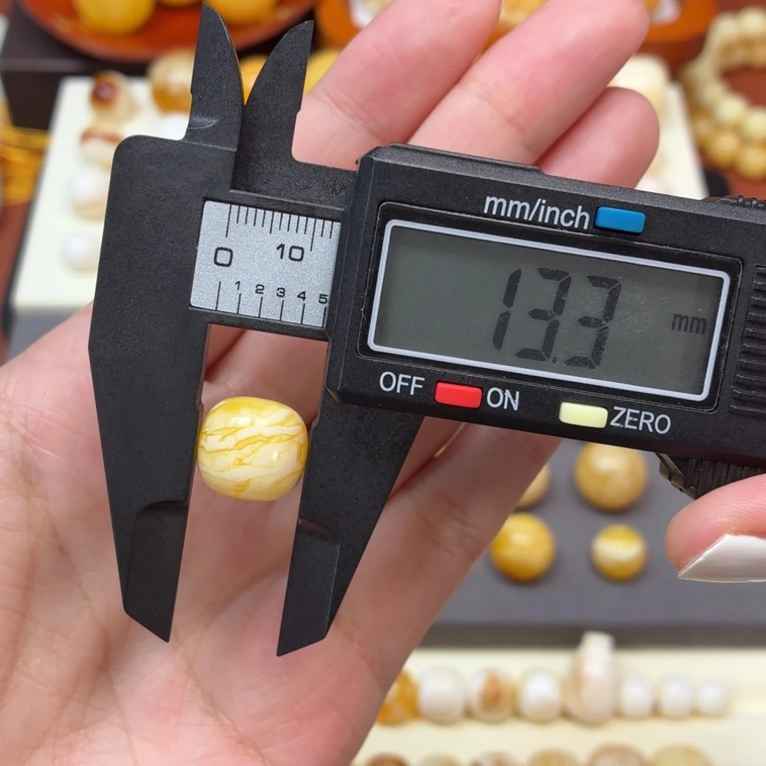 琥珀未镶嵌珠宝奇石焦皮虎皮纹老型13.3mm
