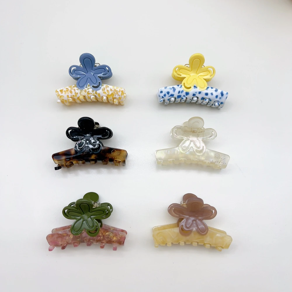 05060 好啊商店 醋酸花花小抓夹一个,六色,长度6cm左右