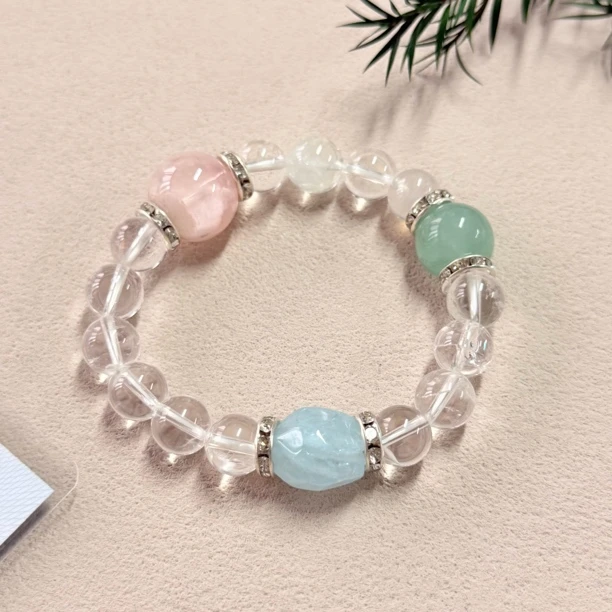 【六六中古】孤品精美水晶配岫玉手串as2432