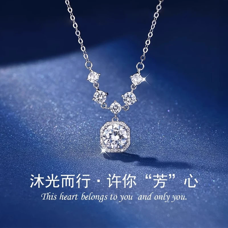 坠链均足银 小方糖纯银项链女2025年新款轻奢小众精致设计锁骨链