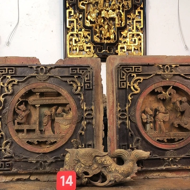 野***宝香榧木老木雕花板民俗品