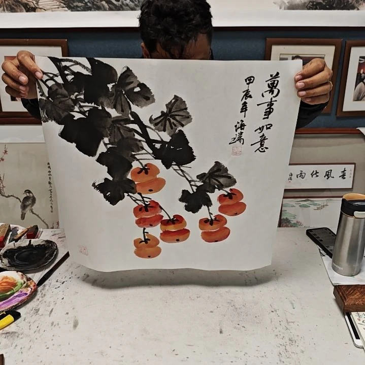 国画贾海瑞老师现场定制
