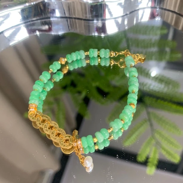 天然翡翠算盘珠手链 多样性发其一 A1211