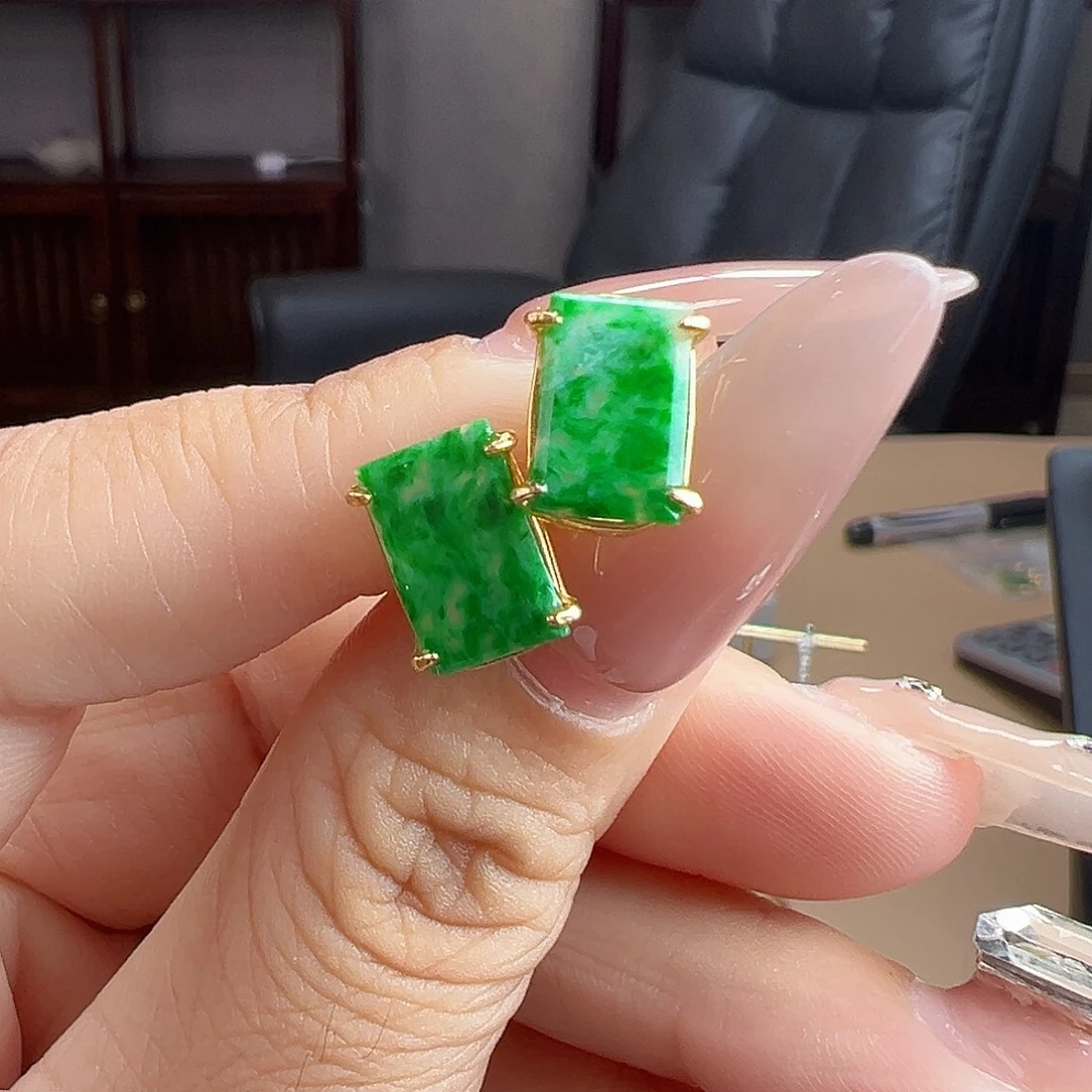 银S925镶嵌翡翠耳饰耳饰50