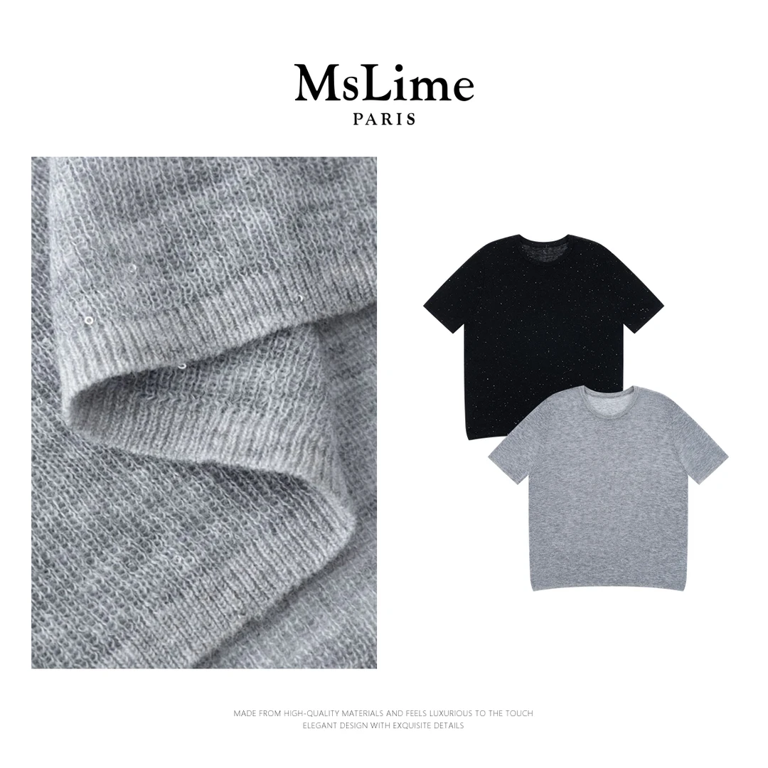 王嬛嬛MsLime25年新款【织隙】100%绵羊毛圆领毛针织T恤 HD2C0171