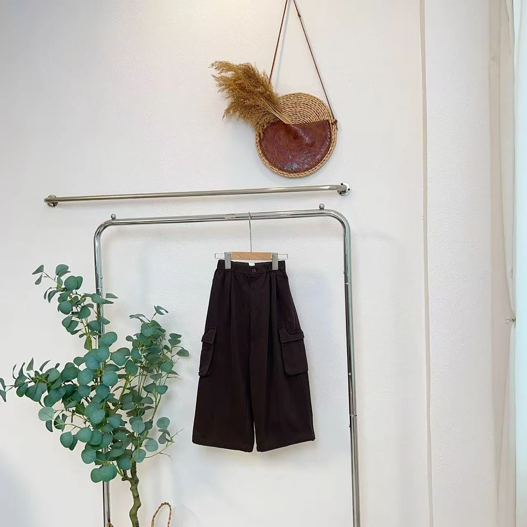 0043贝深咖色休闲百搭工装裤