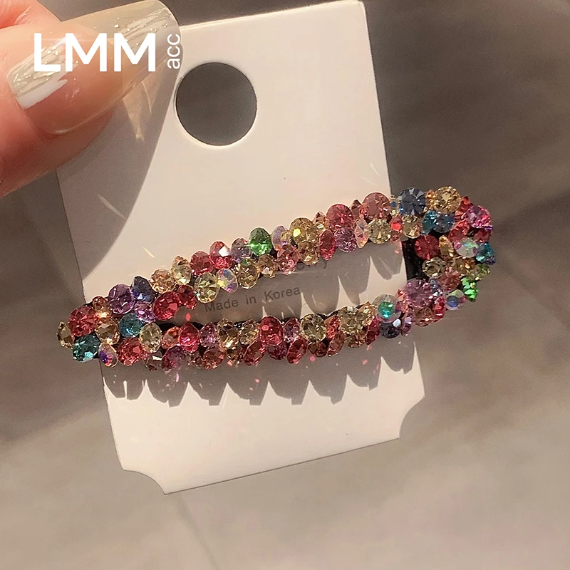 多巴胺彩色水钻掰掰夹发夹女网红时尚后脑勺一字夹新款刘海侧边夹