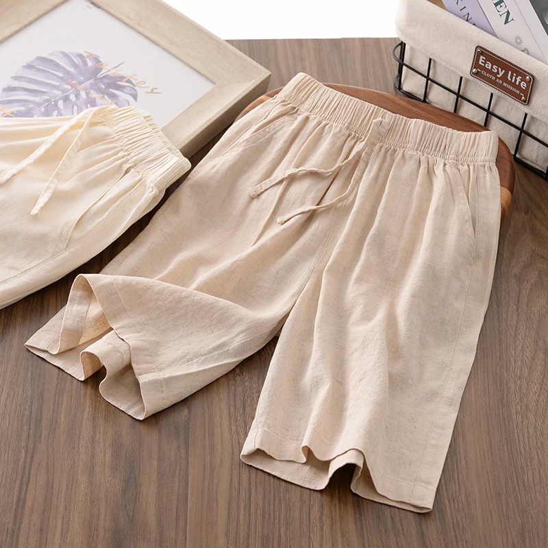 【天然亚麻】男女孩亚麻短裤夏季薄凉爽百搭儿童中大童中裤258XK19