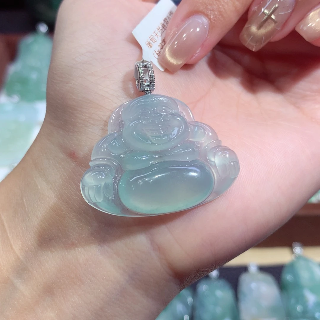 吊坠(不含链)18K金镶嵌翡翠