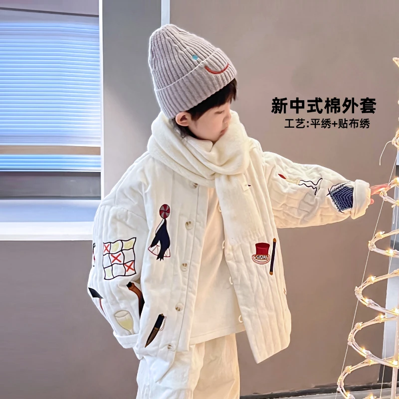 AIAIAKIDS【艾妈私服】趣味刺绣夹棉外套男童保暖棉服潮4119683O8