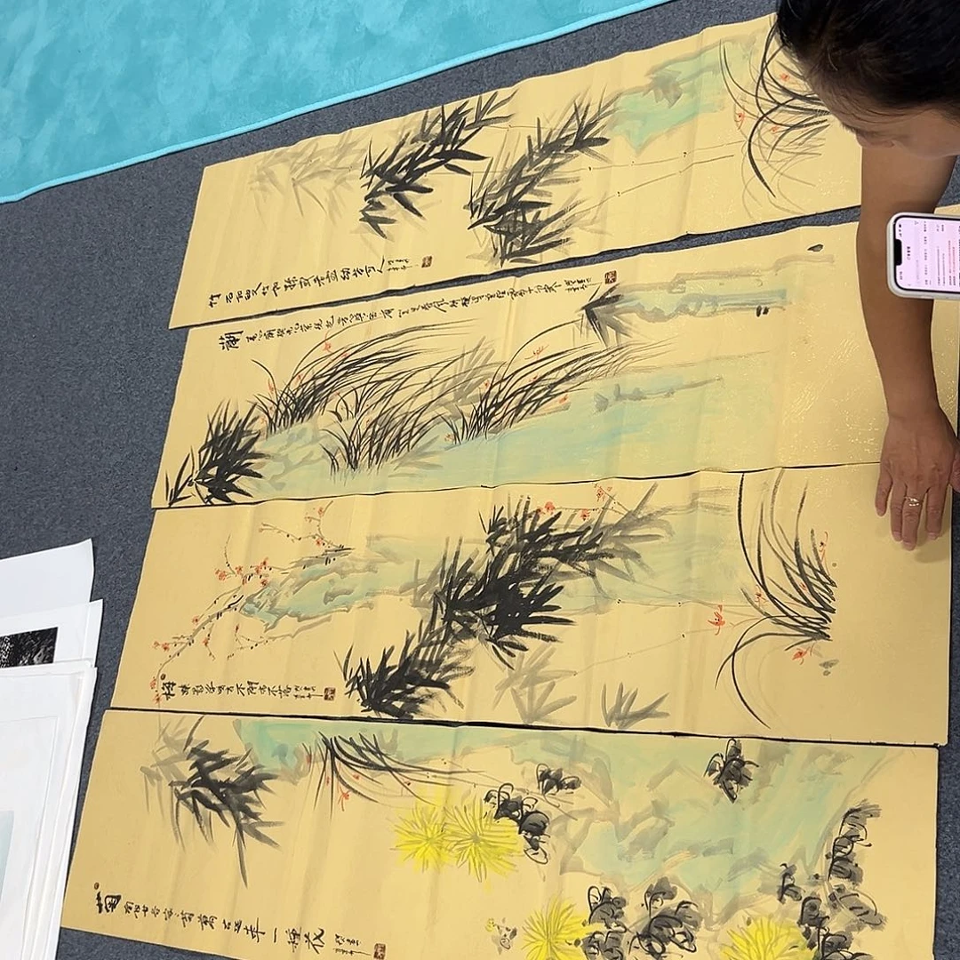 国画XD精品国画作品四条屏