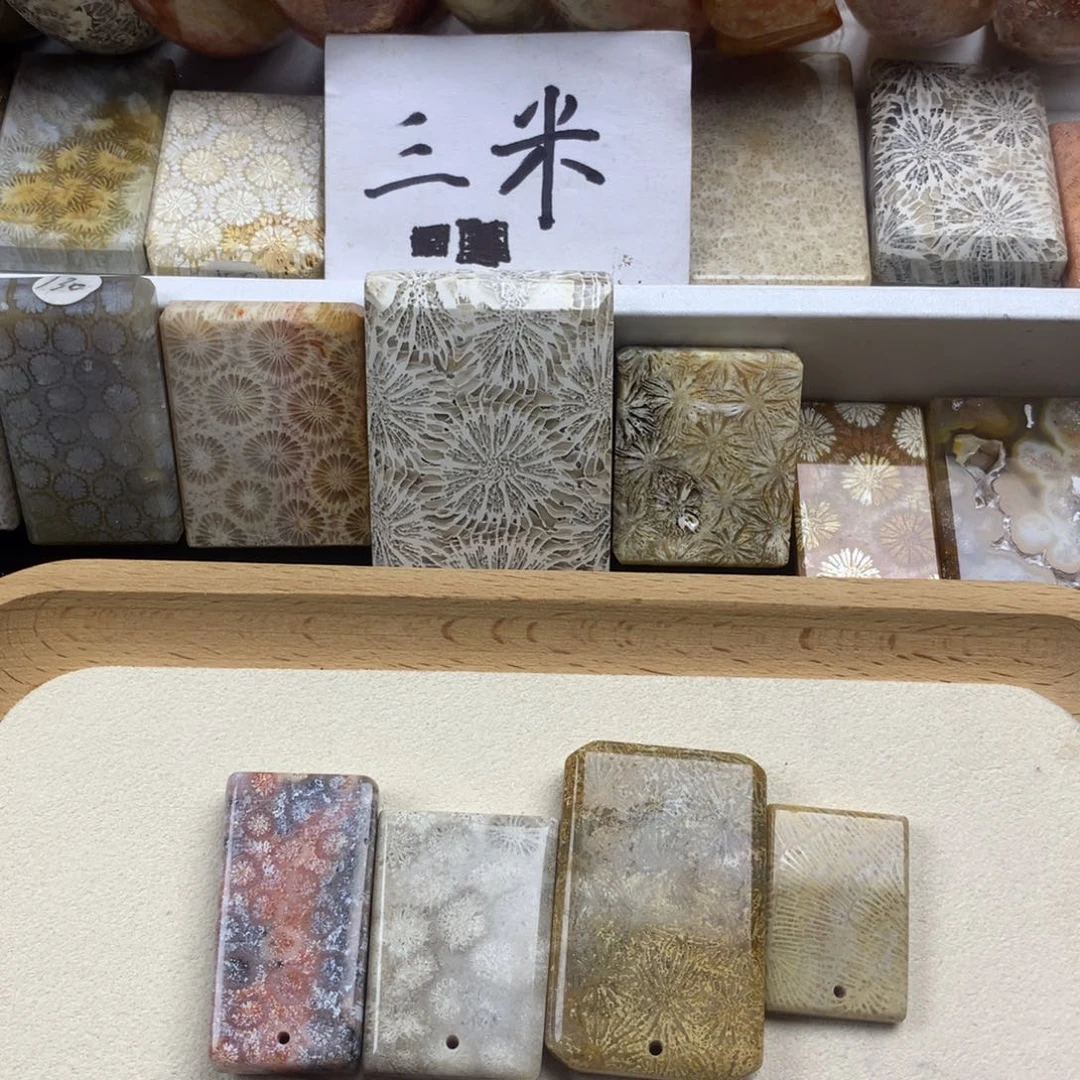 默***硅化珊瑚（珊瑚玉）未镶嵌颈饰