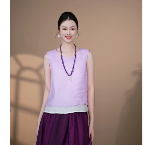 小井定制私服【】新款定制修身气质无袖T恤J25W357