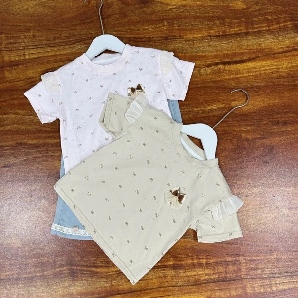 夏季薄款休闲风女童波点蝴蝶结圆领背心