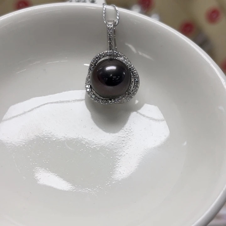 海水珍珠银S925镶嵌颈饰大溪地10-11mm51号