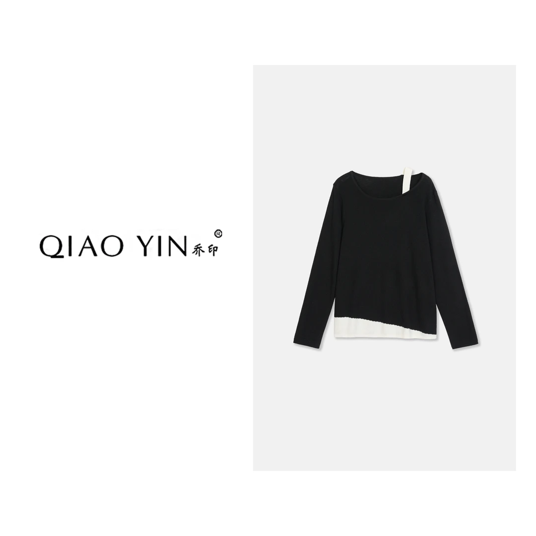 QIAO YIN"小衫“百搭套头款长袖上衣法式针织衫秋季QY28387