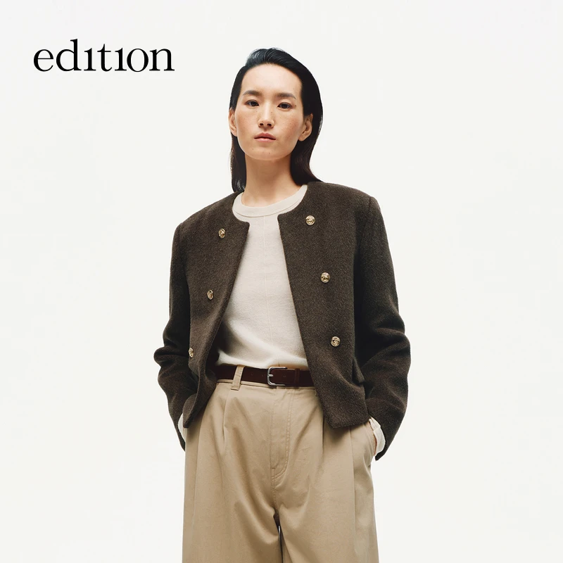 【商场同款】edition2025冬季新款小香风毛呢短款外套#EBE4COT009