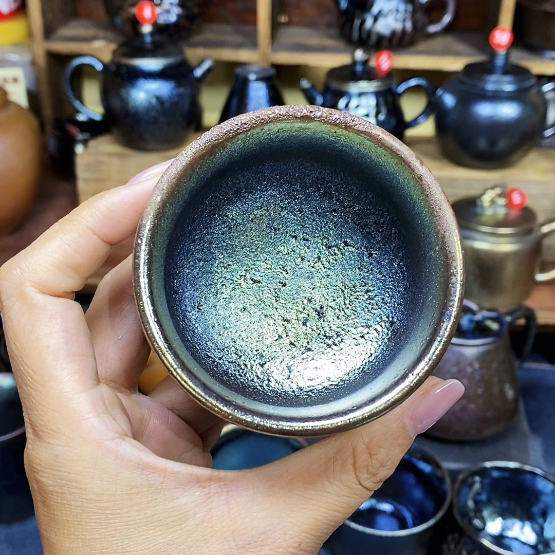 蓝***天云南建水柴烧微瑕主人杯