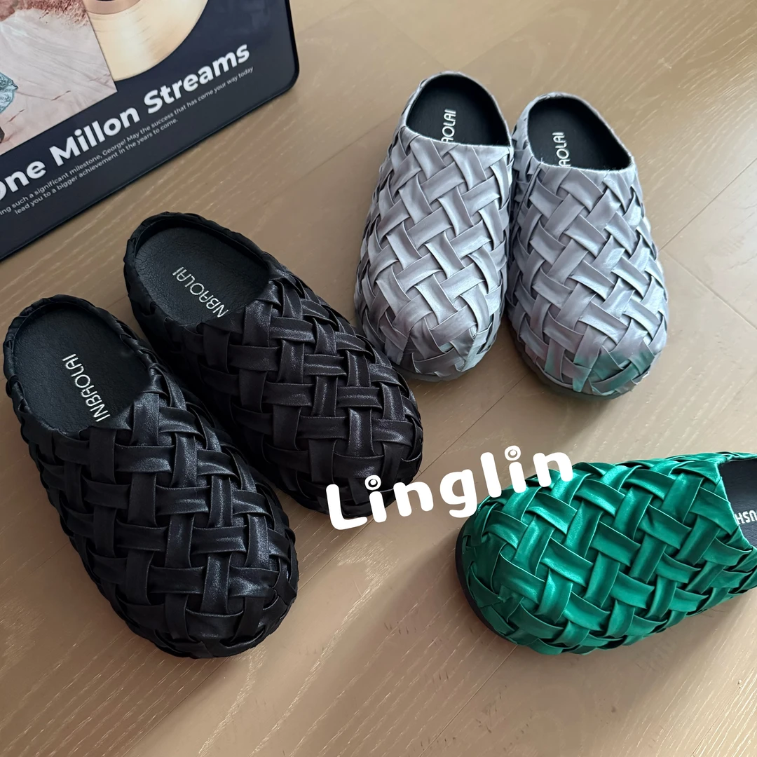 玲lin【编织】春季新品真皮时尚复古编织卡皮巴拉勃肯鞋25LF0080