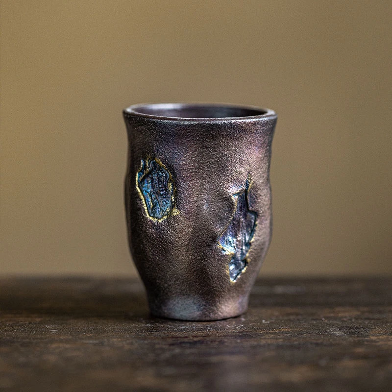 岁月闻香杯高档手工手绘鎏银老岩泥主人杯家用复古盏茶茶杯陶瓷