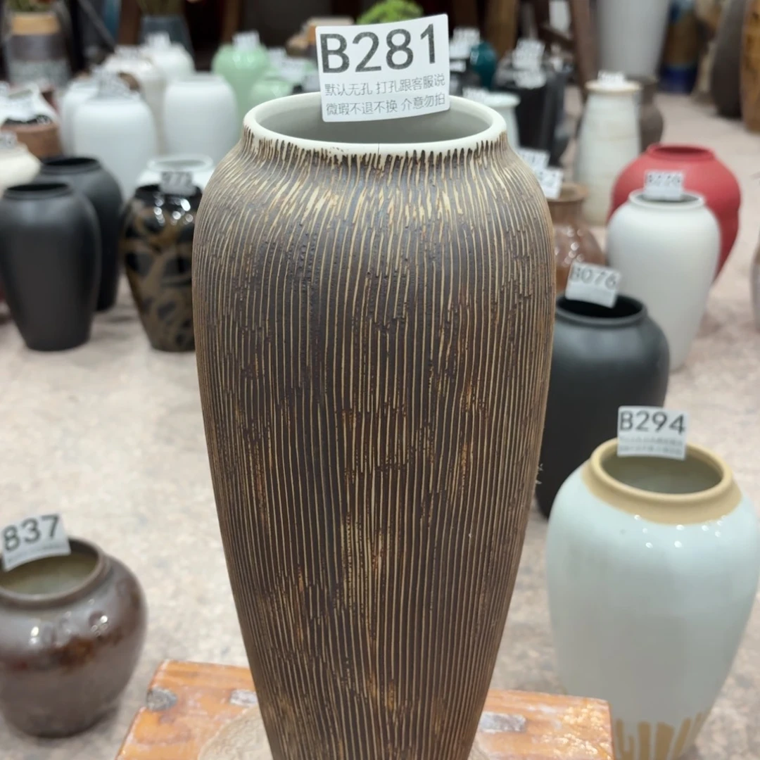 陶摆件瑕疵281景德镇陶瓷花瓶高34口9