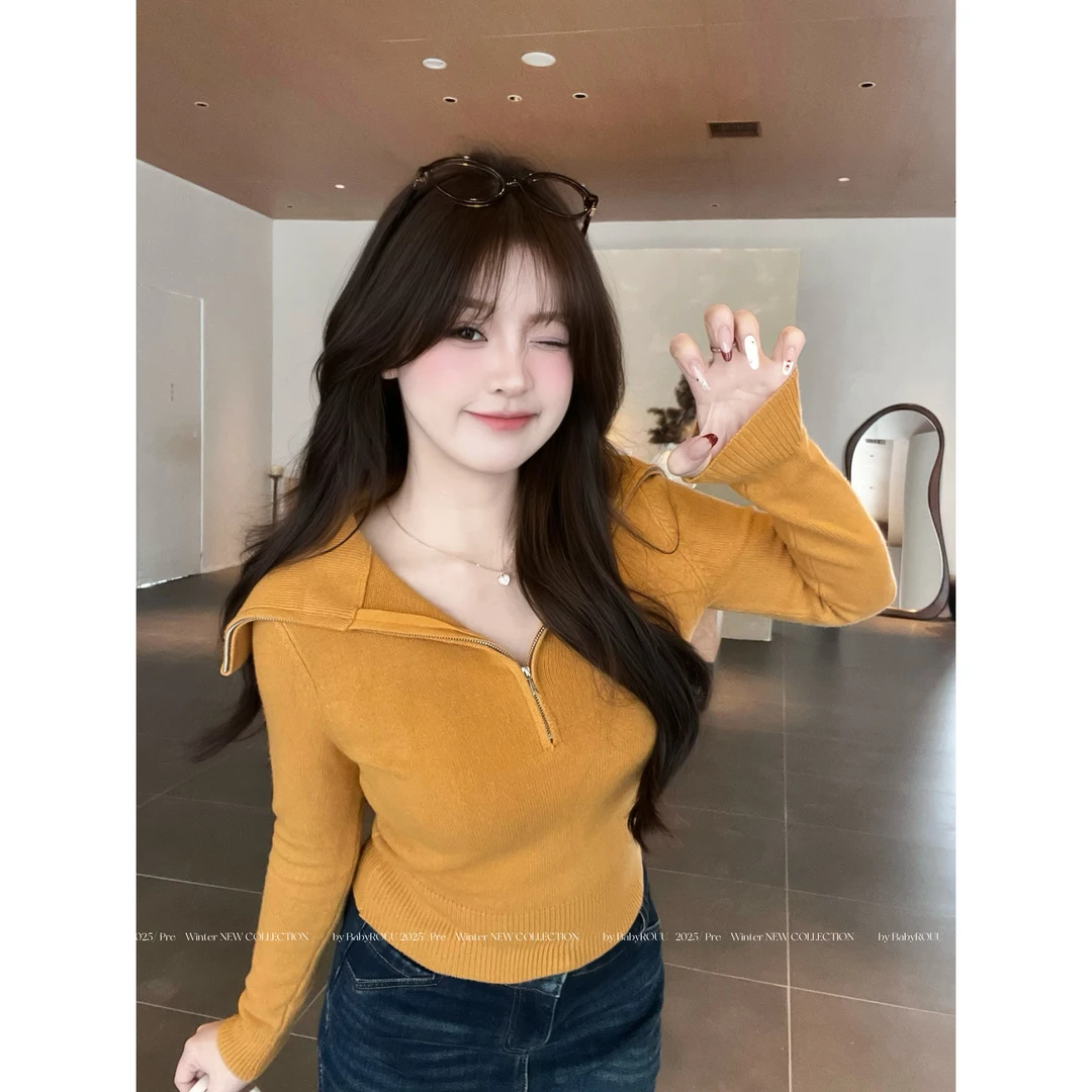 【lazy松弛感】温与柔 轻松拥有clean fit 显瘦遮肉拉链毛衣打底衫