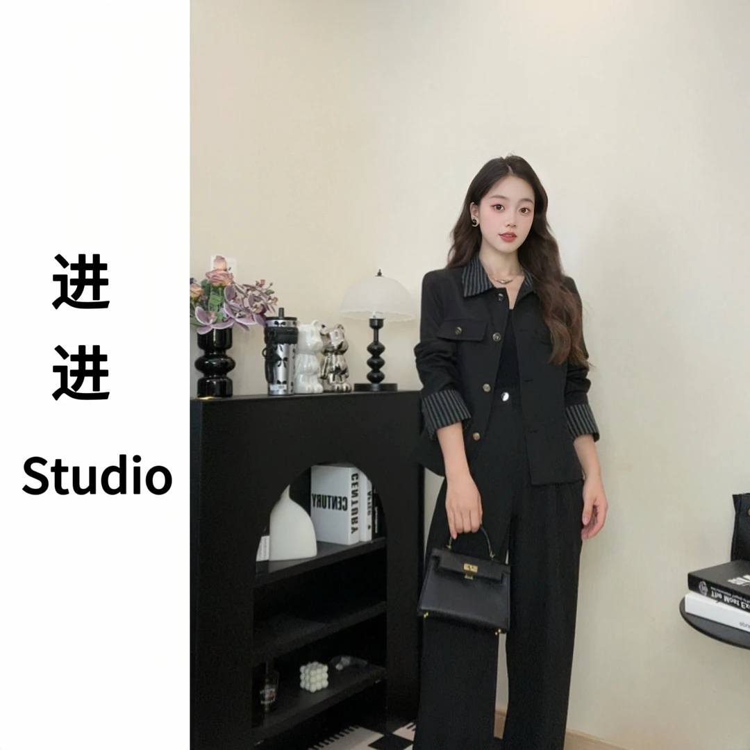 气质高级百搭春秋复古名媛裤子套装显瘦减龄