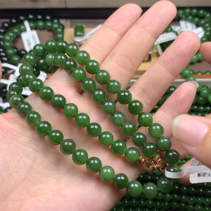 【闪购商品】颈饰未镶嵌和田玉（碧玉）8m冰辣无黑