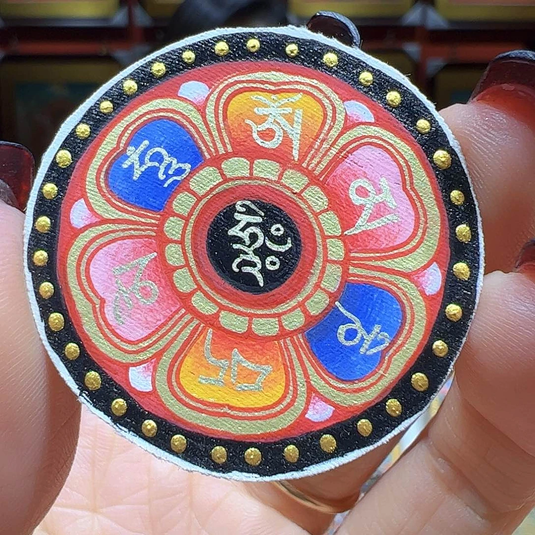 吊坠手绘唐卡六字真言