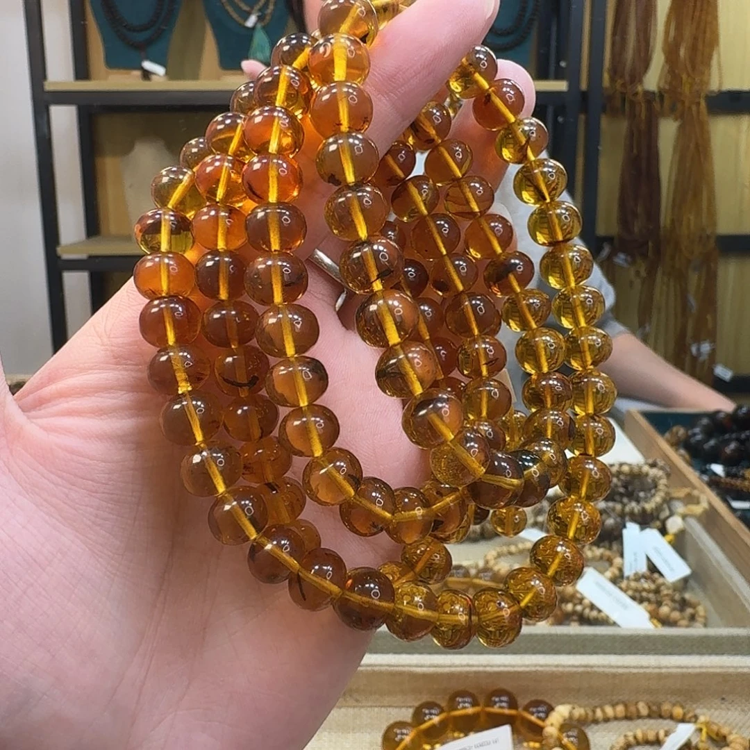 琥珀未镶嵌裸石抚顺琥珀9mm好二级