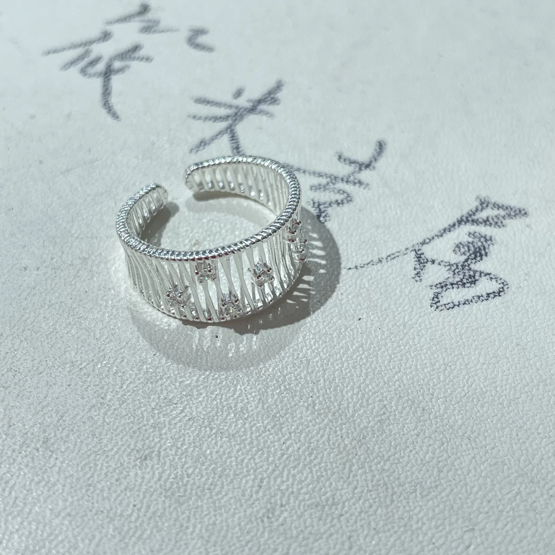 925银戒指 竖琴戒指D1397 MD