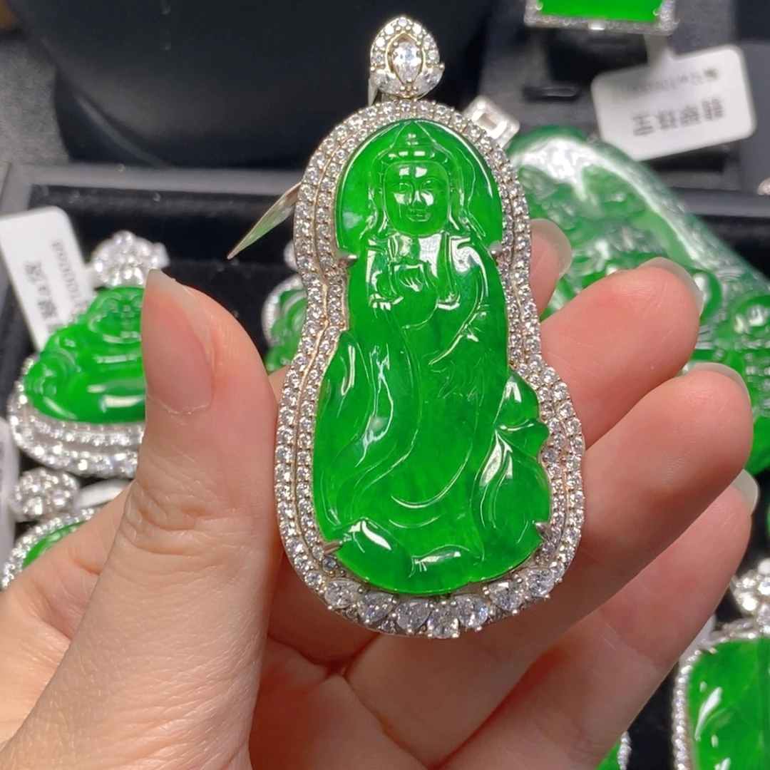 翡翠银S925镶嵌吊坠(不含链)