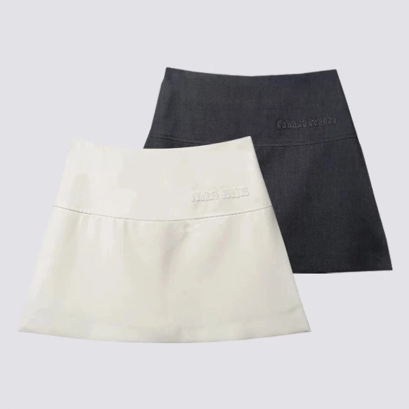 灰色字母A字百搭高腰裤裙半身裙女显瘦大码短裙裙子洋气半身短裙
