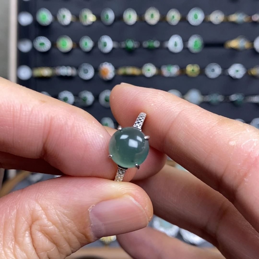翡翠戒指银S925镶嵌