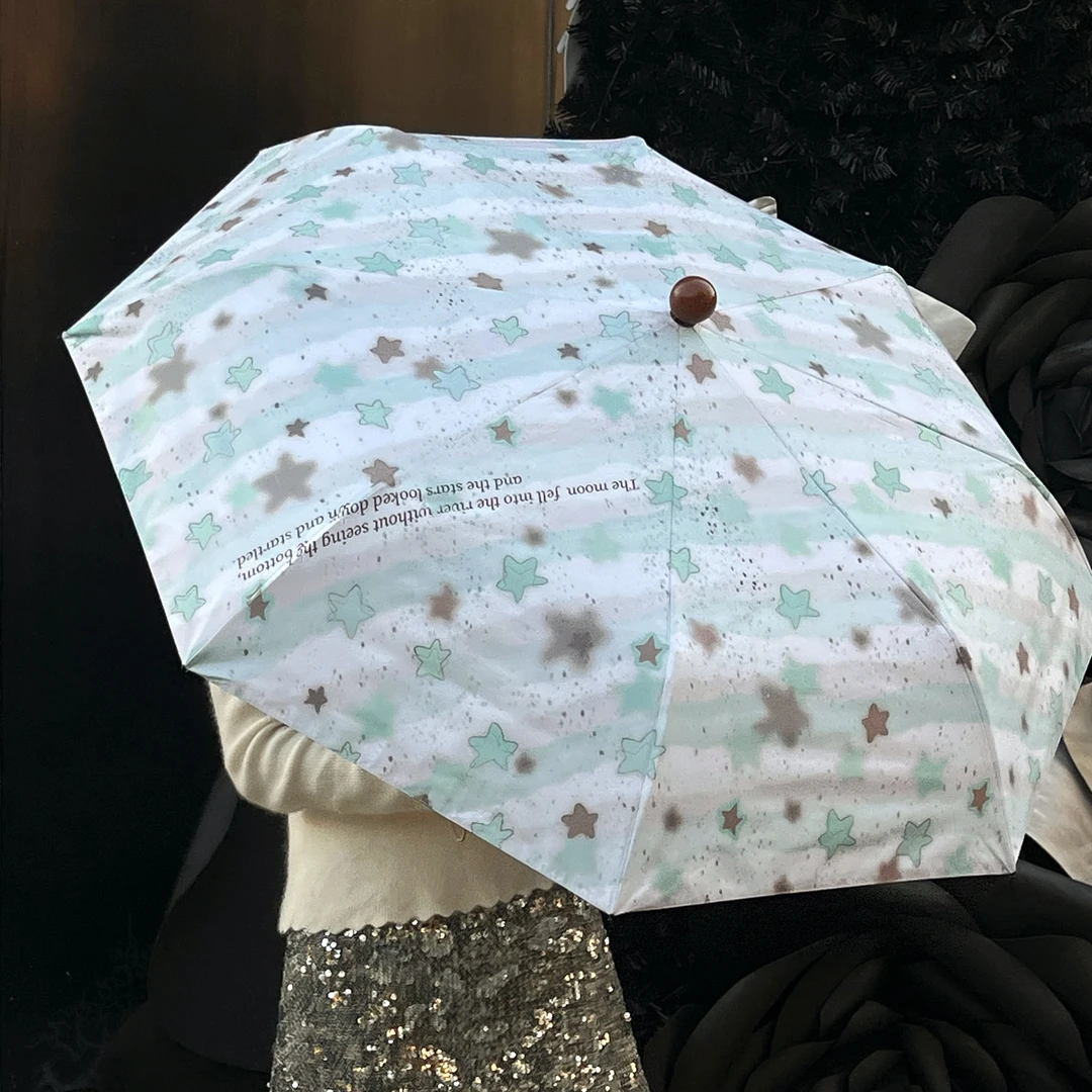 【薄巧星星】原创星星黑胶女晴雨两用伞遮阳伞太阳伞防晒防紫外线