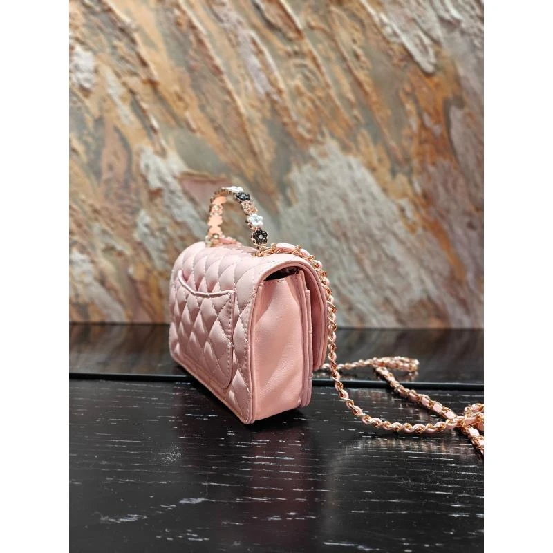 HIRMRIS手工真皮包550702-粉  花钻香