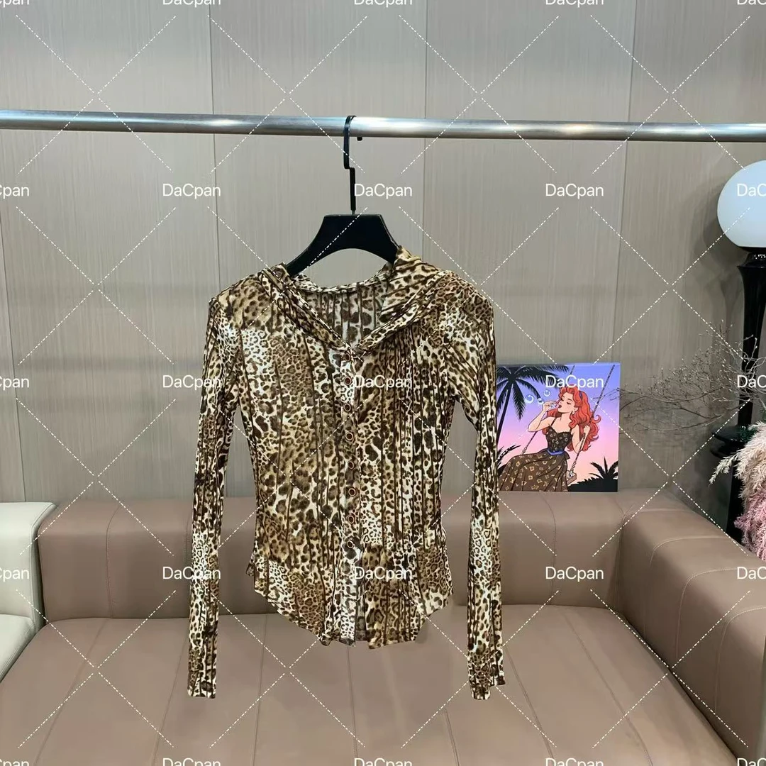 DACPAN-“妖娆妩媚”豹纹连帽开衫上衣   2025/盼·PP 88105