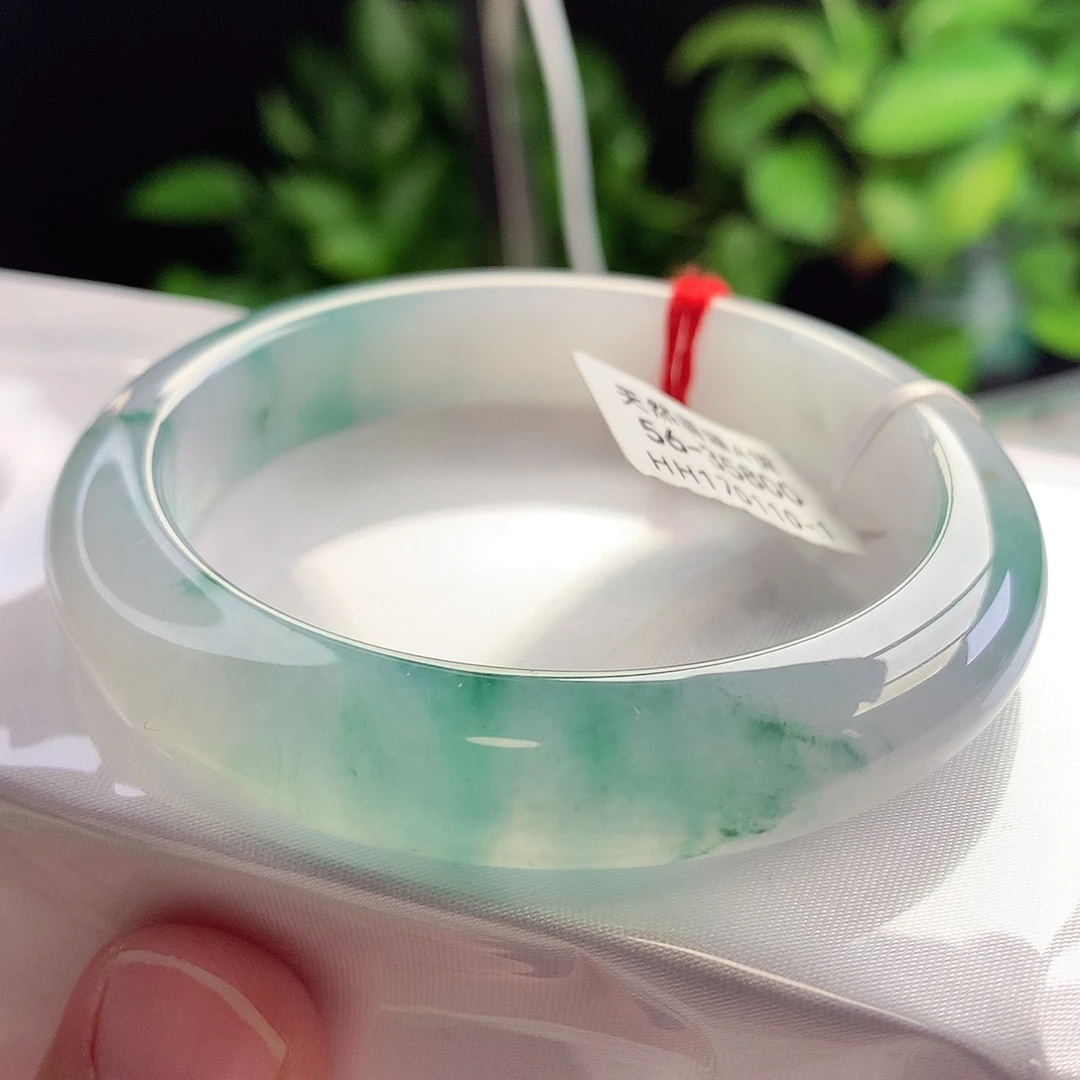 未镶嵌手镯翡翠56-57圈口冰透飘色花水种花冰冰透8号