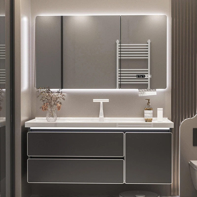 浴室柜陶瓷一体盆组合实木轻者卫生间洗脸盆柜组合洗漱台洗手盆柜