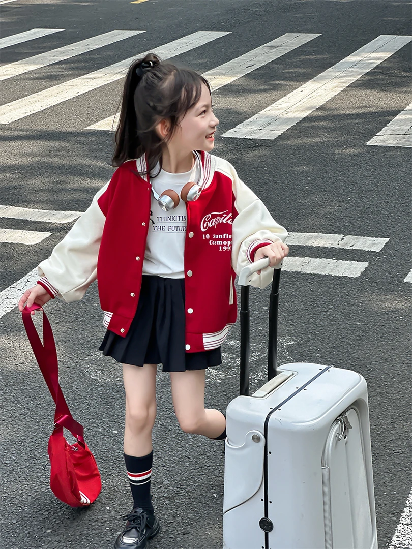 女童棒球服秋装2025新款洋气儿童外套春秋款小女孩运动秋季上衣潮
