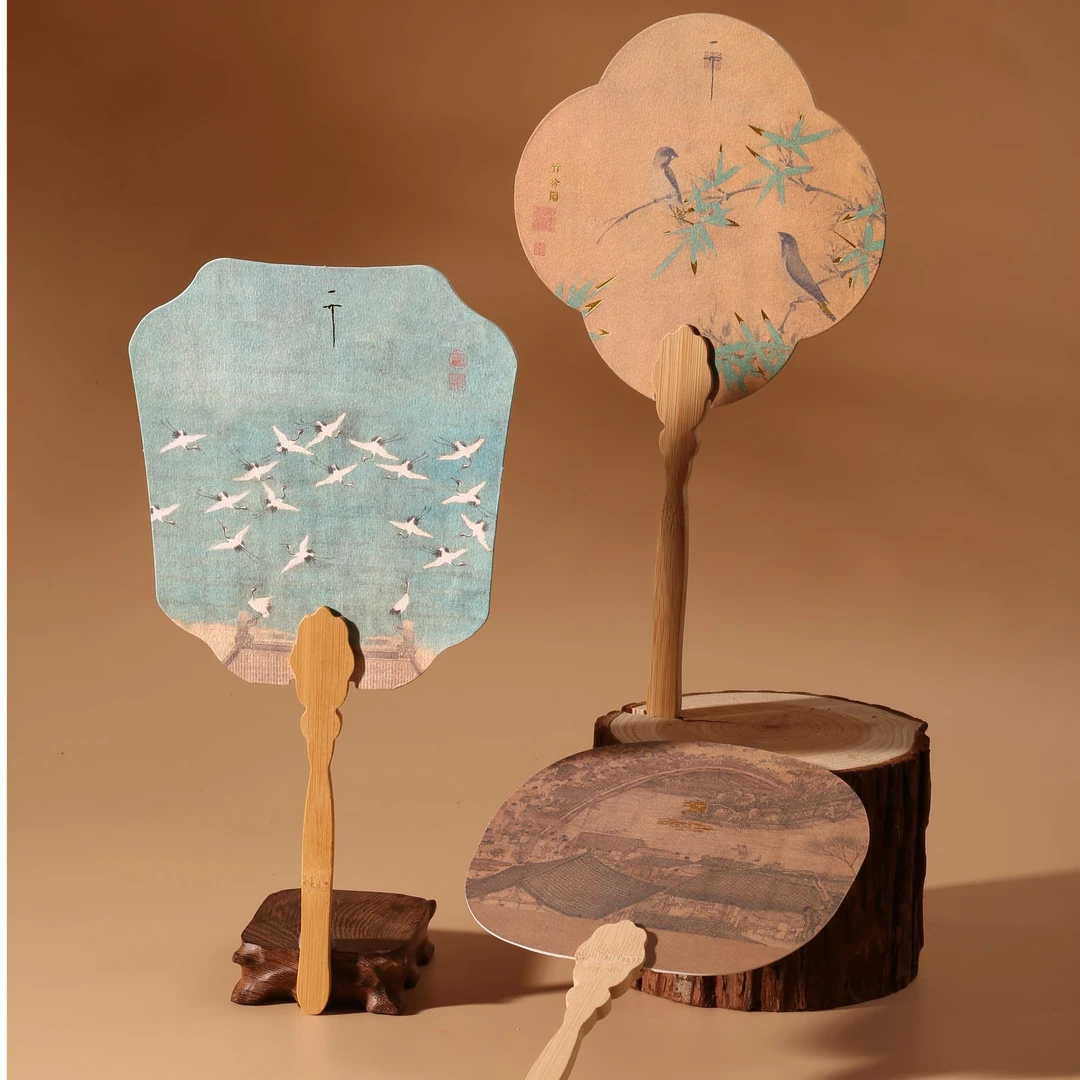 宋画系列烫金团扇宋朝扇子夏日diy材料蚕丝扇