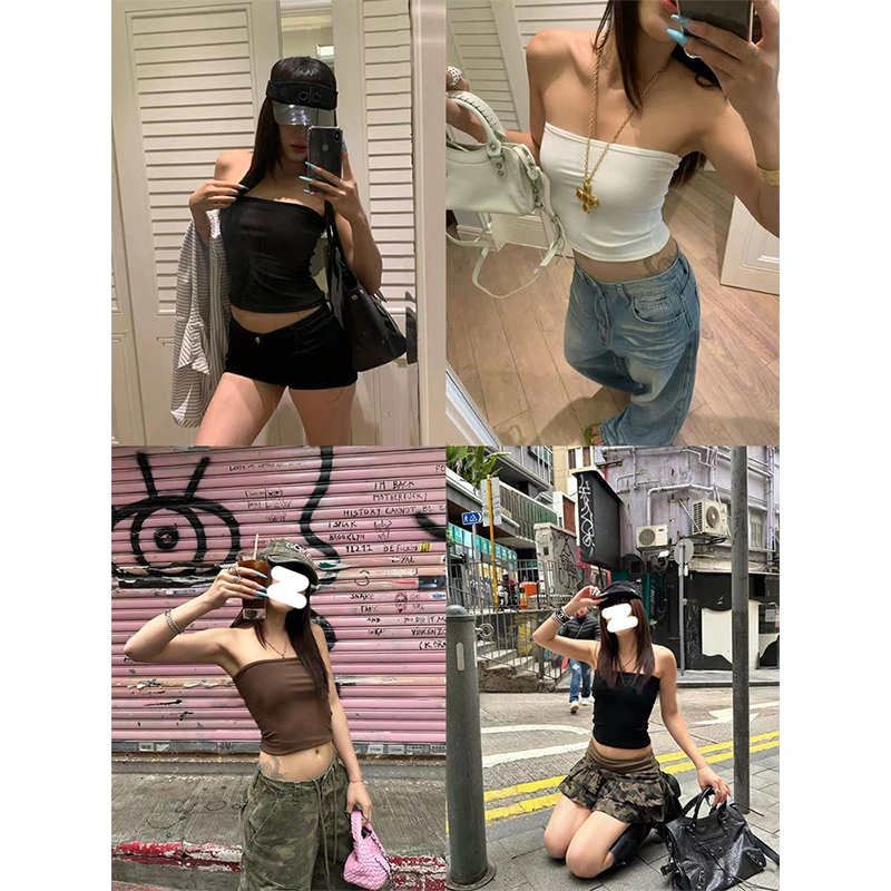 Moses Queen/魔西女王新款辣妹街头背心收腰显瘦抹胸无肩带上衣夏